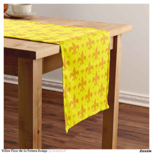 Yellow Fleur-de-lis Pattern Design Short Table Runner