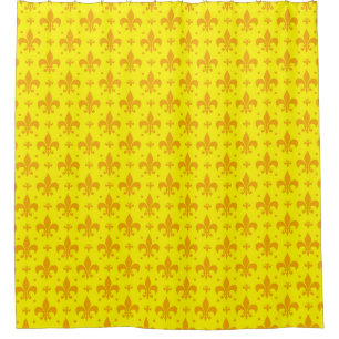 Yellow Fleur-de-lis Pattern Design Shower Curtain