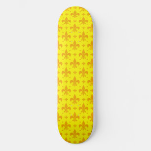Yellow Fleur-de-lis Pattern Design  Skateboard