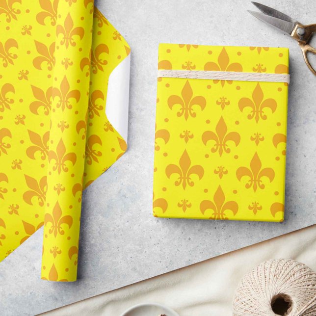 Yellow Fleur-de-lis Pattern Design  Wrapping Paper (Creator Uploaded)