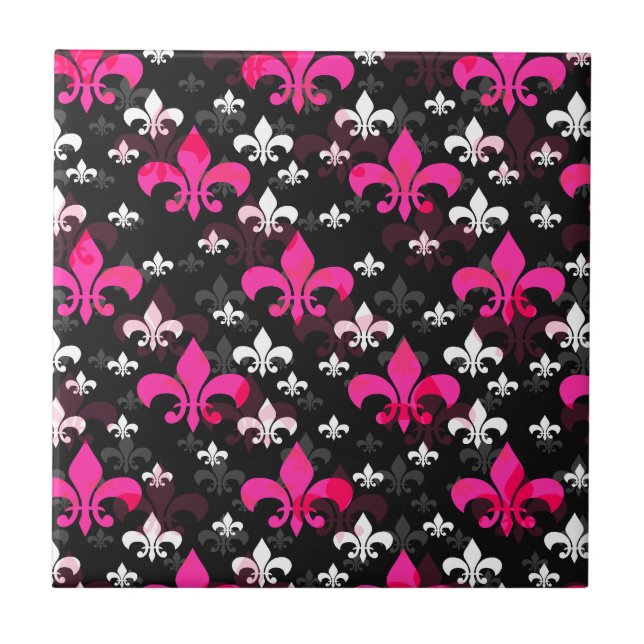 Yellow Fleur De Lis Surface Pattern Design Ceramic Tile (Front)
