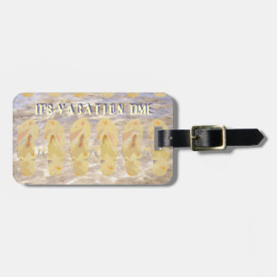 Yellow Flip Flop and Vacation Time Luggage Tag