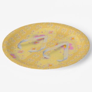 Yellow Flip Flops Paper Plate