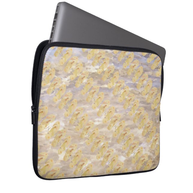 Yellow Flip Flops Sandals Computer Art Design Laptop Sleeve (Front Right)