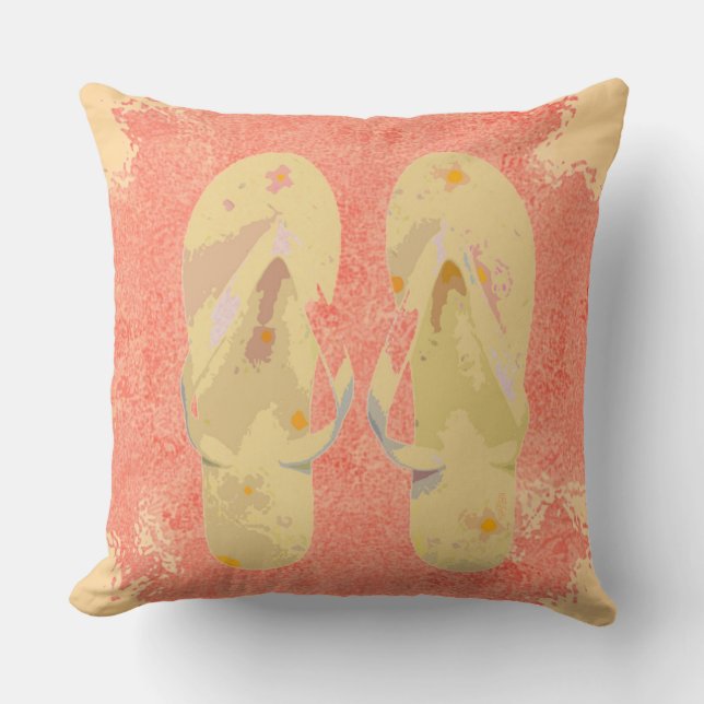 Yellow Flip Flops with Orange Cushion (Front)