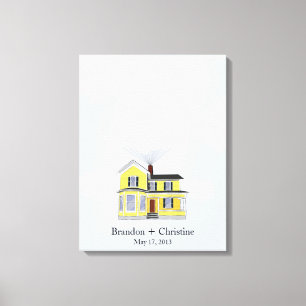 Yellow Floating Home Fingerprint Guestbook