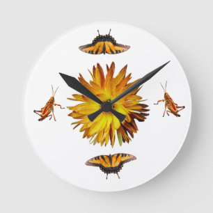 Yellow flora and fauna round clock