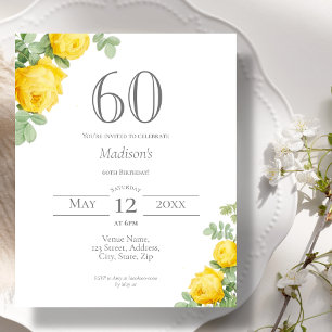 Yellow Floral   60th Birthday Budget Invitation
