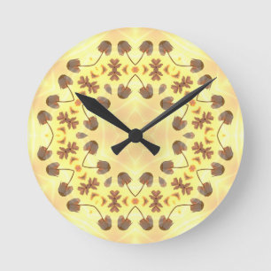 Yellow Floral Abstract Round Clock