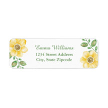 Yellow Floral Address Labels
