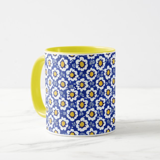 Yellow Floral Arabic Pattern  Mug (Front Left)