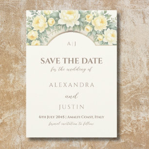 Yellow Floral Arch Italian Wedding Save the Date  Invitation