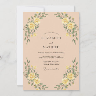Yellow Floral Arch Romance Wedding Invitation