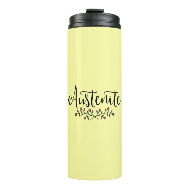 Yellow Floral Austenite Jane Austen Thermal Tumbler (Front)