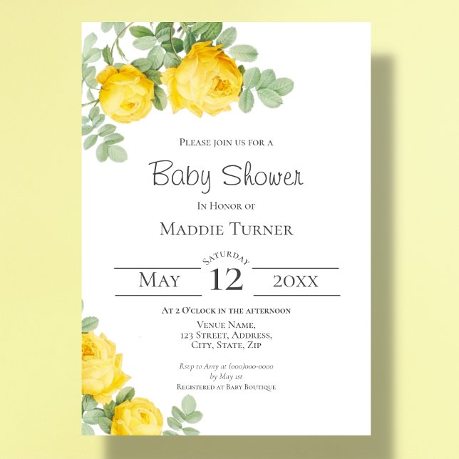  Yellow Floral Baby Shower Invitation (Creator Uploaded)