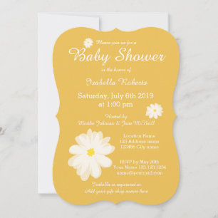 Yellow floral baby shower invitations with flowers