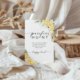 Yellow Floral Baby Shower Pacifier Hunt Game