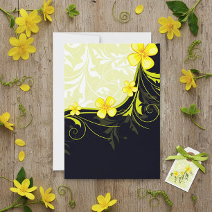 Yellow Floral Background Invitations