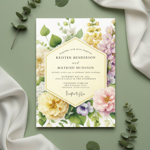Yellow Floral Botanical Romance Wedding Invitation