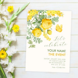 Yellow floral branch  invitation