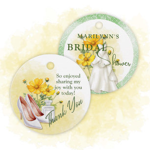 Yellow Floral Bridal Shower Favour Tag