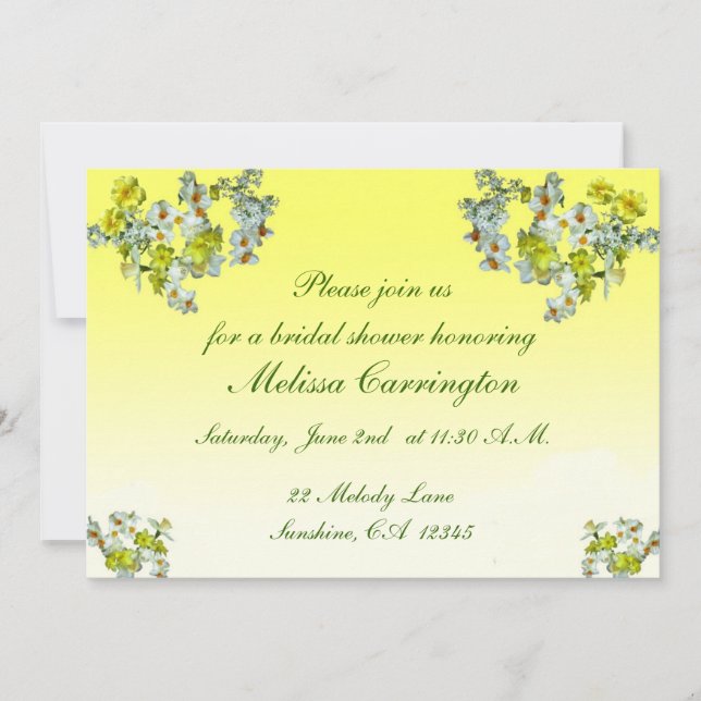Yellow Floral Bridal Shower Invitation (Front)
