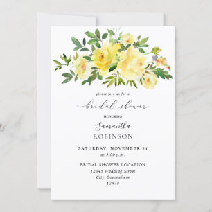 Yellow Floral Bridal Shower Invitation