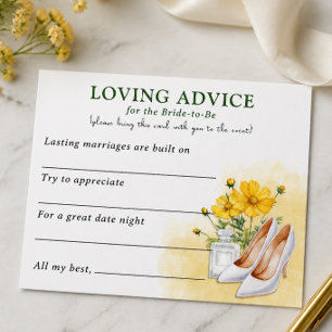 Yellow Floral Bridal Shower Loving Advice Enclosure Card