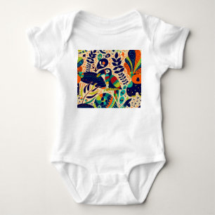 Yellow Floral: Bright Tropical Wallpaper Baby Bodysuit