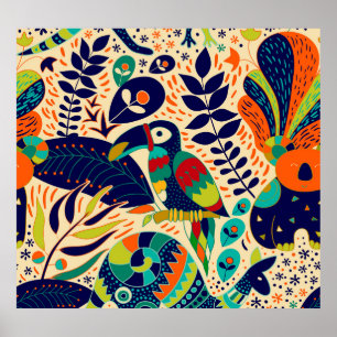 Yellow Floral: Bright Tropical Wallpaper Poster