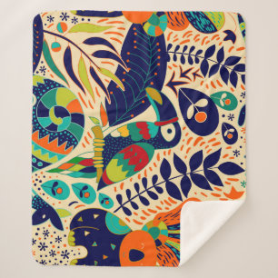 Yellow Floral: Bright Tropical Wallpaper Sherpa Blanket