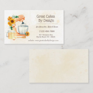 Yellow Floral Cake Baker Business Cards