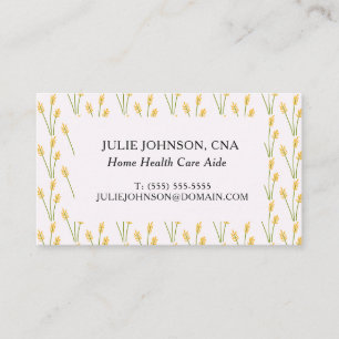 Yellow Floral CNA Home Health Care Business Card