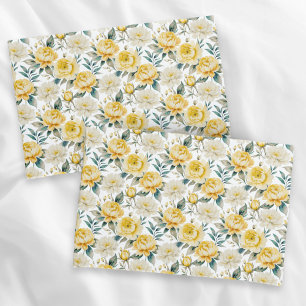 Yellow Floral Country Garden Elegant Botanical Pillowcase