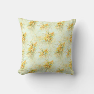 Yellow Floral Daffodil Watercolor Cushion
