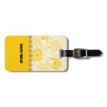 Yellow Floral Daisy Luggage Tag