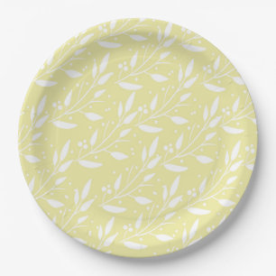 Yellow Floral Design Party Supply Plate
