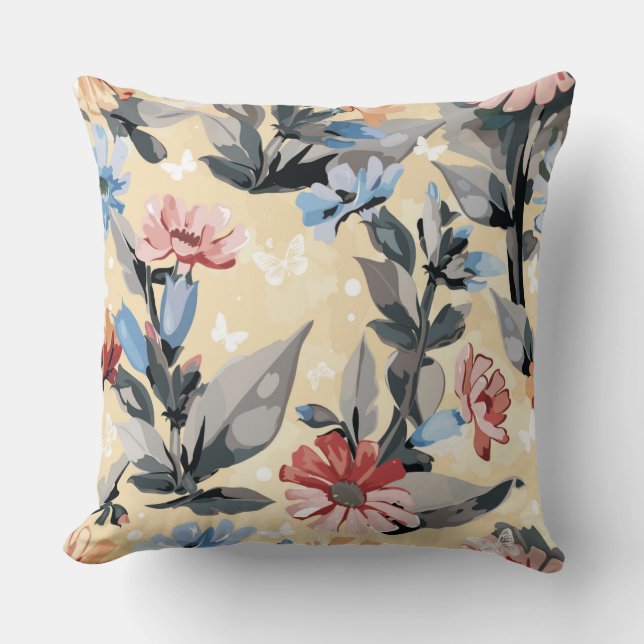 Yellow Floral Designer Pillow (Front)