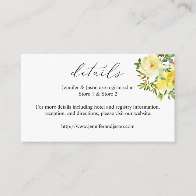 Yellow Floral Details SM Enclosure Card (Front)
