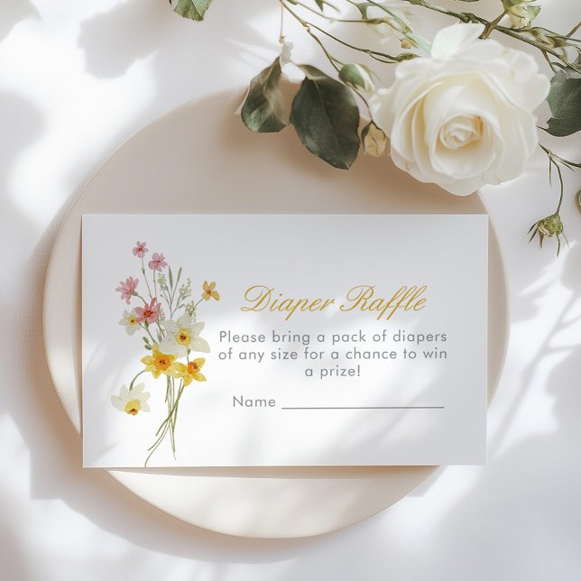Yellow Floral Diaper raffle ticket Spring Enclosure Card (Creator Uploaded)