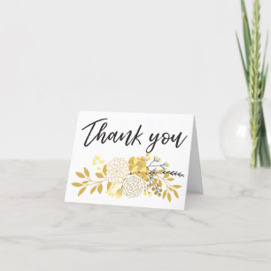 Yellow Floral Digital Cluster Hand-lettering Thank You Card