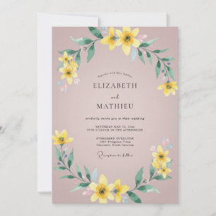 Yellow Floral Flourish Wedding Invitation