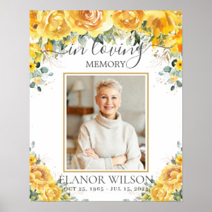 Yellow Floral Funeral Memorial Picture Photo Poster