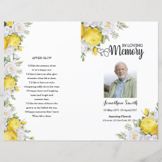 Yellow floral Funeral Program template