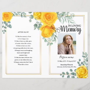 Yellow floral  Funeral Program template