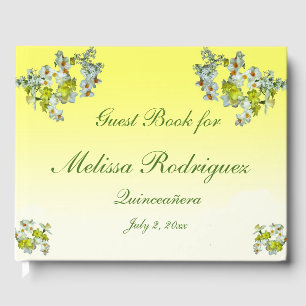 Yellow Floral Garden Flower Quinceanera Guest Book