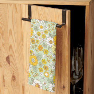 Yellow Floral Garden Pattern Tea Towel