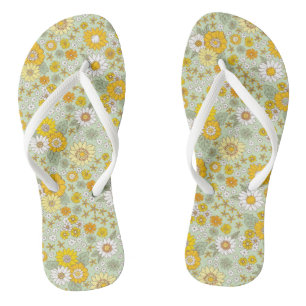 Yellow Floral Garden Pattern Thongs