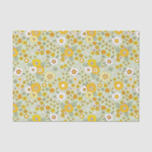 Yellow Floral Garden Pattern Tissue Paper