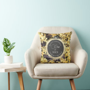 Yellow Floral Glittery Graduation Personalised Cushion